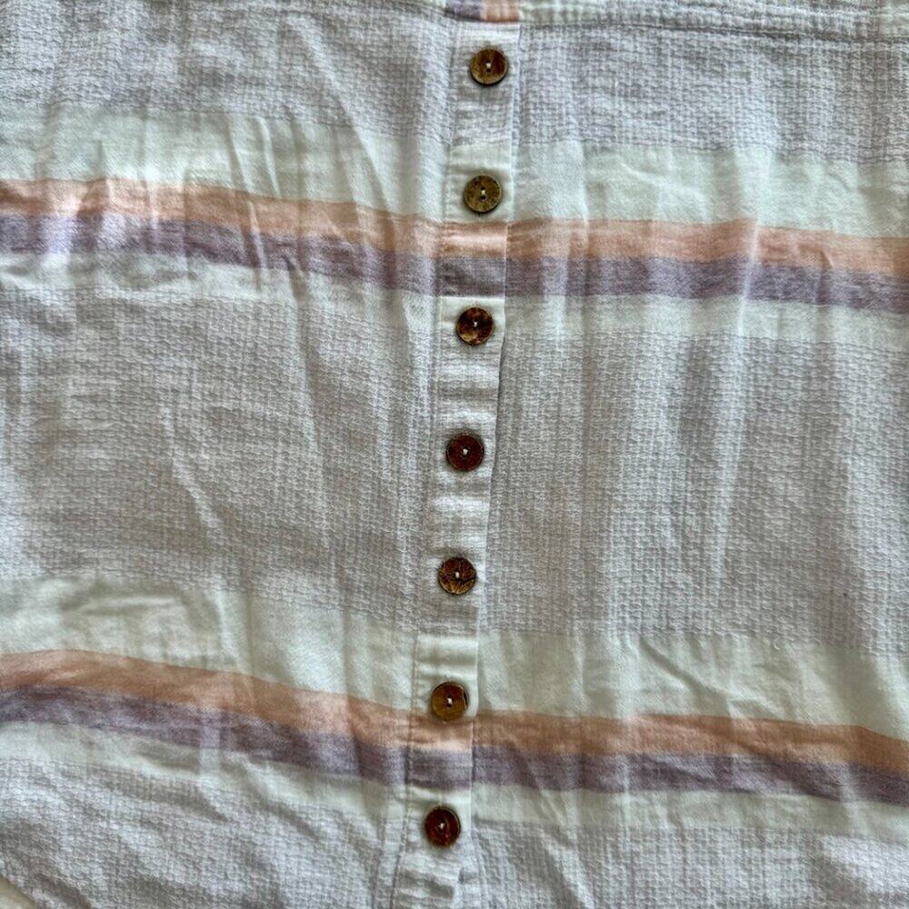 Cotton Gauze Button Back Blouse Women's Medium Coastal Soft Girl Spring Vacation - Picture 6 of 12